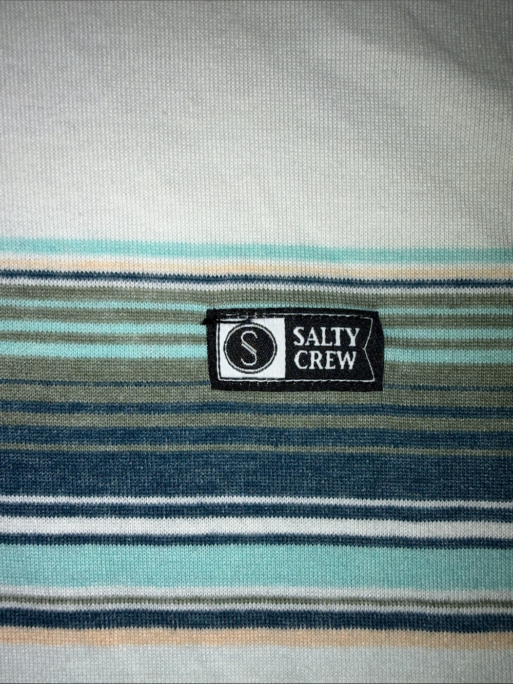 Salty Crew Striped Hooded Long-Sleeve Shirt - off-White, Teal & Navy - Picture 2 of 6
